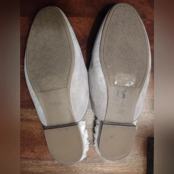 Birdies Taupe Suede Fur Mules Size 9.5 - Picture 4 of 6